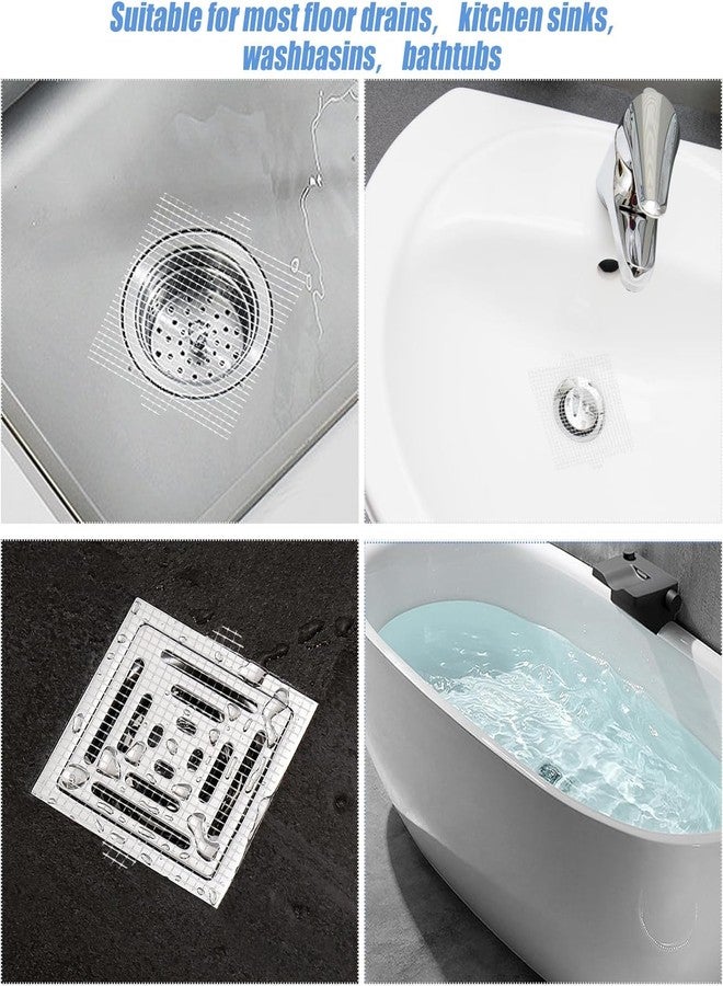 ESTAMINE 10PCS Disposable Shower Drain Hair Catchers, Mesh Stickers Hair Drainer, Hair Catcher Shower Drain Flat, Hair Strainer, Hair Filter, Hair Stopper for Bathroom/Bathtub/Kitchen Drain (Square) - Image 4